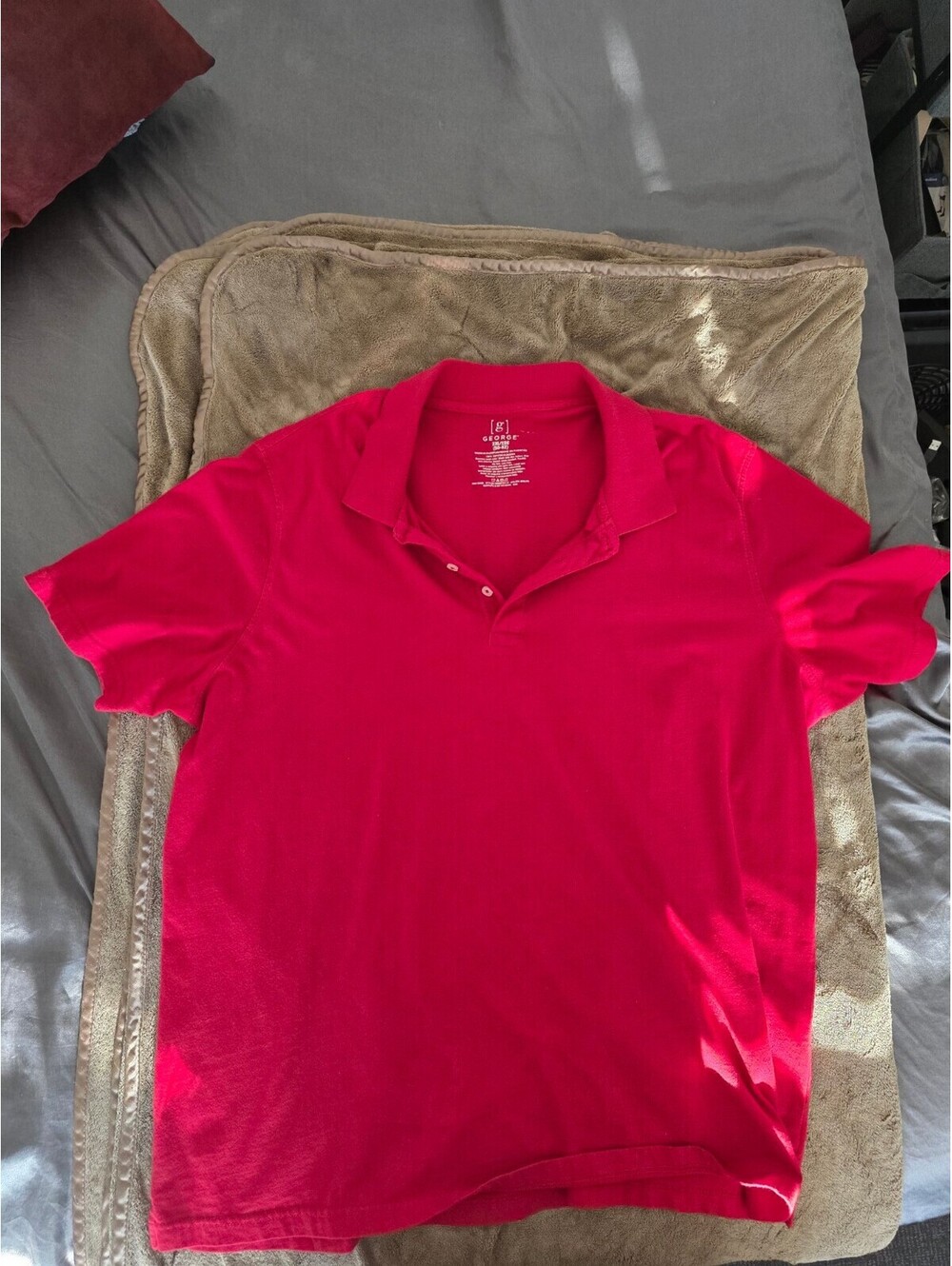 George Men's Red Polo Shirt 2XL (50-52) 100% Cotton Short Sleeve